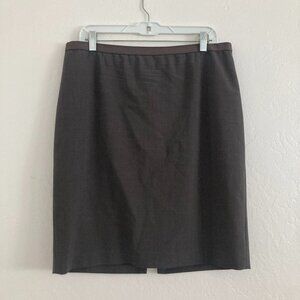 Elie Tahari Wool Pencil Skirt Brown Minimalist Office Classic Academia Size 14